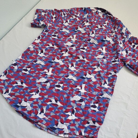 Topman Shirt Cranes All Over Graphic Colorful Button Up Shirt Men's Small - Picture 8 of 12